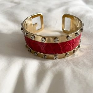 Dolce & Gabbana Gold-Plated & Red Snakeskin Cuff